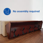 WEBI Wall Shelf with Hooks Underneath,35” Long Wall Mounted Coat Rack with Shelf,Entryway Coat Rack with 5 Triple Hooks for Hanging Coats,Jacket,Hallway,Bedroom,Mudroom,Cherry