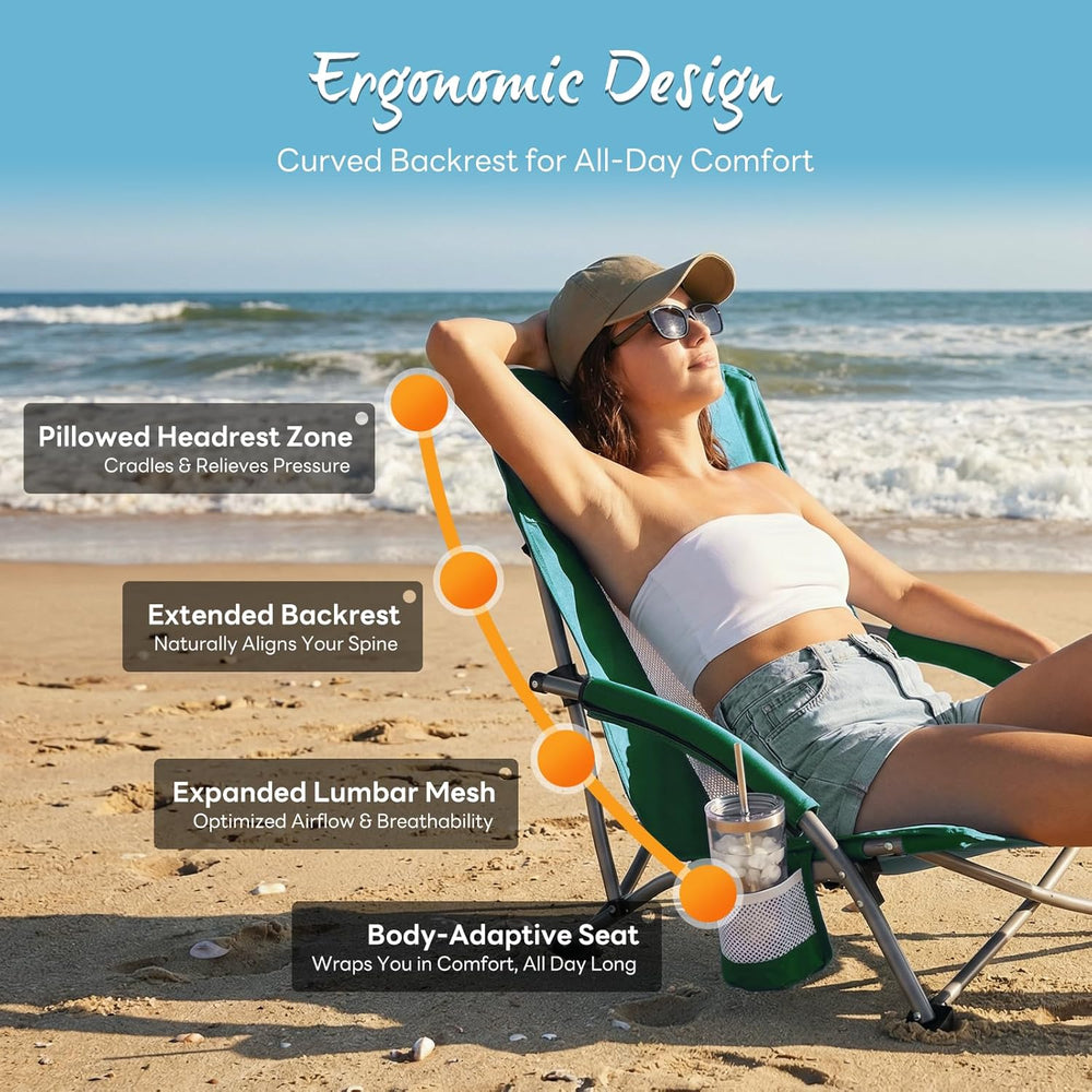 NEWBULIG Low Beach Chair – Folding Camping Chair for Adults, Low Profile Lawn...