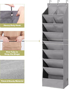 6 Pack Shoe Organizer with 6 Extra Large Pockets and 4 Large Pocket, Over the Door Sturdy Closet Storage Rack, Hanging Shoe Organizer for Shoes, Sneakers, Grey
