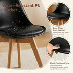 Dining Chairs Set of 8, Modern Upholstered Dining Room Chairs with PU Leather Padded Seat, Armless Kitchen Chairs with Curved Backrest and Solid Wood Legs for Dining Room, Kitchen, Apartment, Black