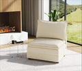 Vesgantti 40" Single Seat Sofa, Comfy Cloud Couch Deep Seat Upholstered Couch Chenille Modern Sofa, Extra Seats for Modular Couches, Beige (Without Armrest)