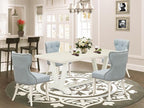 East West Furniture V027SI215-5 5 Piece Dining Table Set for 4 Includes a Rectangle Kitchen Table with V-Legs and 4 Baby Blue Linen Fabric Upholstered Chairs, 40x72 Inch, Multi-Color