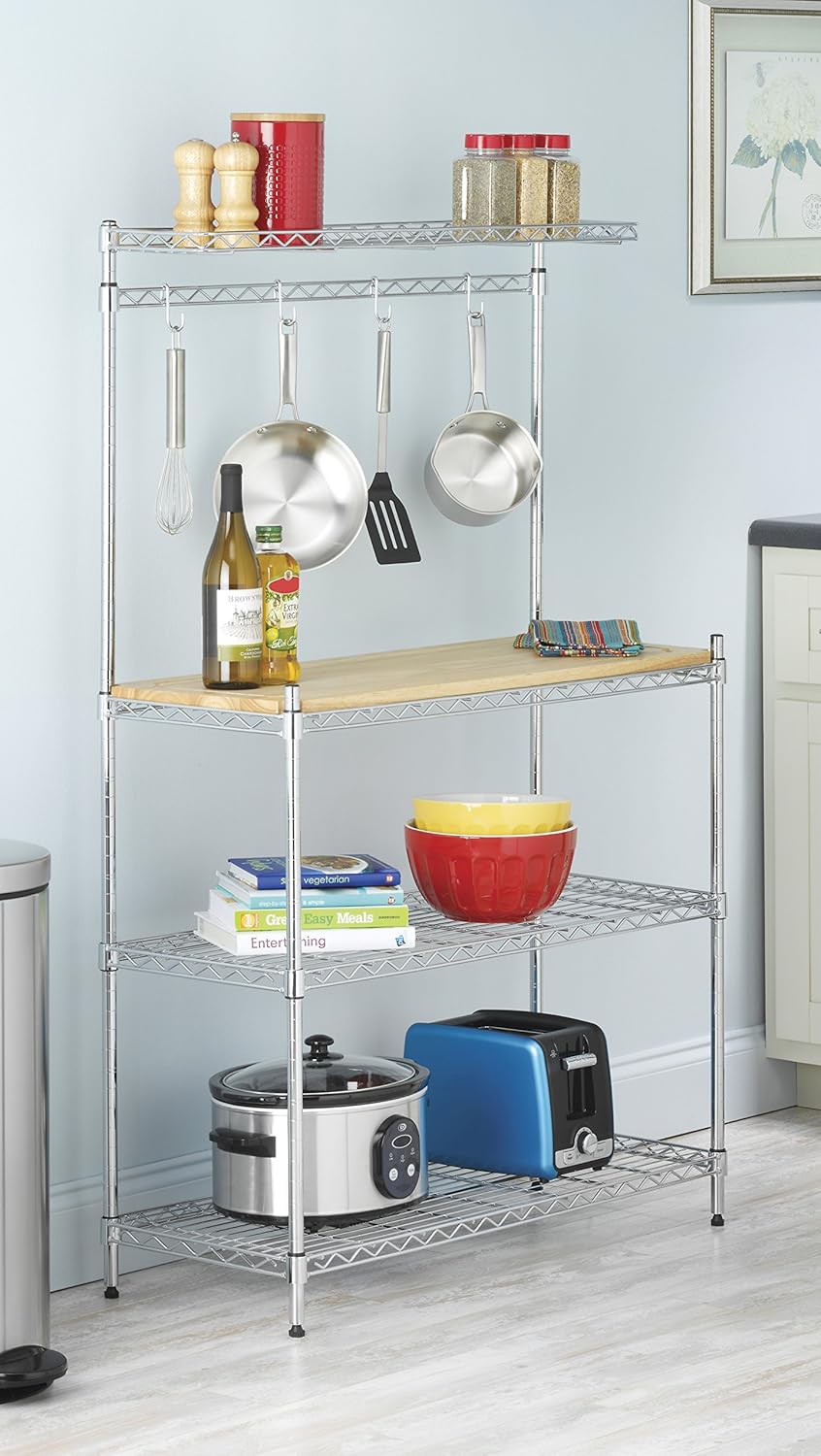 Whitmor Supreme Baker’s Rack with Food Safe Removable Wood Cutting Board - Ch...