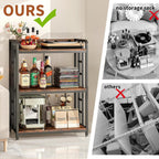 METYERRY Bakers Rack with Power Outlet,Adjustable Microwave Stand with Storage,3-Tier Kitchen Shelves,Microwave cart Suitable for Kitchen,Dinning Room,Coffee Bar,Living Room,Rustic Brown