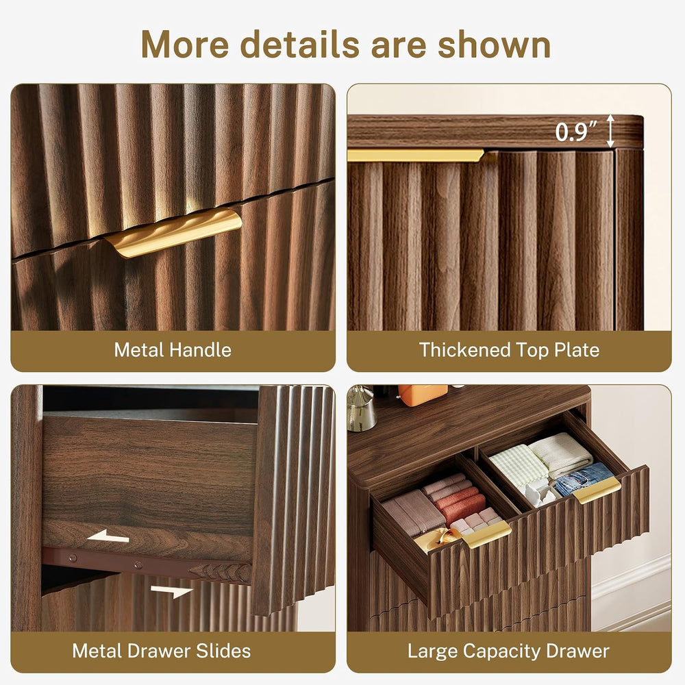 TEENOFN Fluted Dresser for Bedroom with 7 Drawers, 48" Tall Modern Chest...