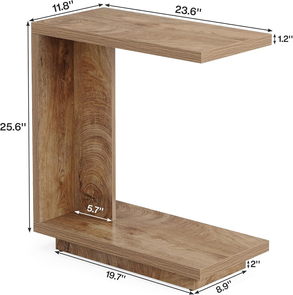 Tribesigns C-Shaped Side Table for Couch, 2-Tier C Table with Sturdy Pedestal...