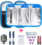 YOUSHARES Insulin Cooler Travel Case with 3 TSA Approved Ice Packs - EVA Medication Diabetic Case for Insulin Pen, Glucose Meter and Supplies (Blue)