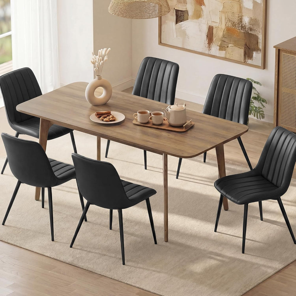 VASAGLE Dining Chairs Set of 6, Upholstered Kitchen Chairs, PU Leather