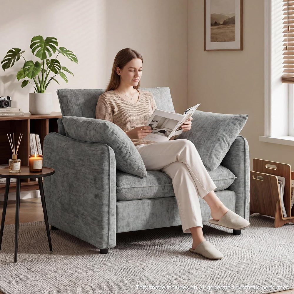 Elegant Oversized Accent Chair for Living Room, 42.1", Chenille, Gray | ...