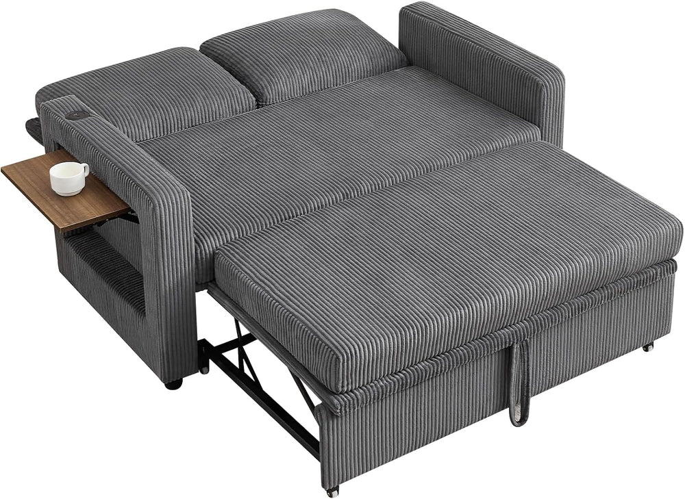 3 in 1 Convertible Sofa Bed, Pull Out Couch with Dual USB and Type C Ports, C...