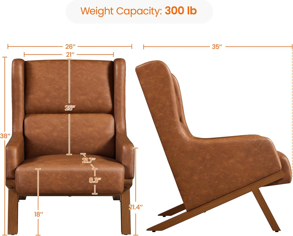 Yaheetech Accent Chair, Mid-Century Armchair with High Backrest, Brown