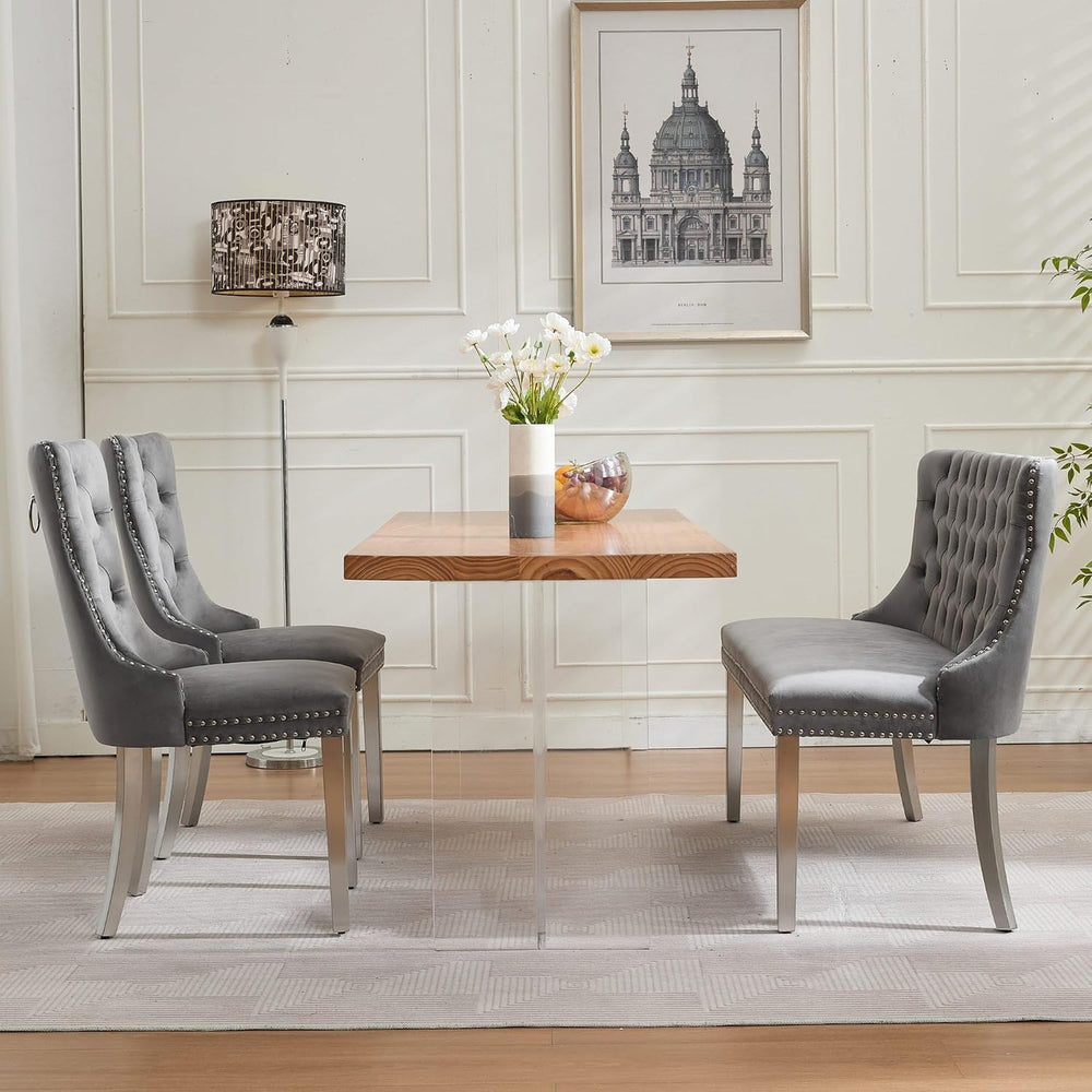 Henf Modern Tufted Velvet Dining Bench with Wing Back, 2-Seat, Nailhead Trim,...