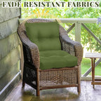 Geetery Outdoor Chair Cushions Set of 4 for Patio Lawn Furniture Wicker Rocking Dining Chairs 42x21x4 Inch High Back Seat Pads Replacement with Ties Weather-resistant Fade-resistant Indoor(Moss Green)