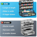 Marbrasse Larger Mesh Desk Organizer with Drawer, Multi-Functional Pen Pencil Holder, Easy Assembly, Desk Organizers and Accessories for Office Art Supplies (Black)