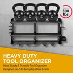 GRG Tools Heavy-Duty Power Tool Organizer – Wall Mounted Drill Rack for 6 Cordless Drills, Garage & Workshop Tool Storage Shelf with Screws & Bolts Side Box, 300LBS Load Capacity, Sturdy Metal Design
