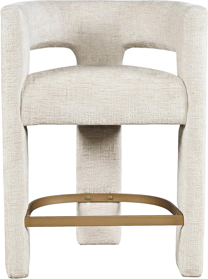 Jofran Upholstered Counter Stool with Arms – Versatile Barstools – Stylish Seating for Kitchen Dining Room or Home Bar, Natural, Single Stool