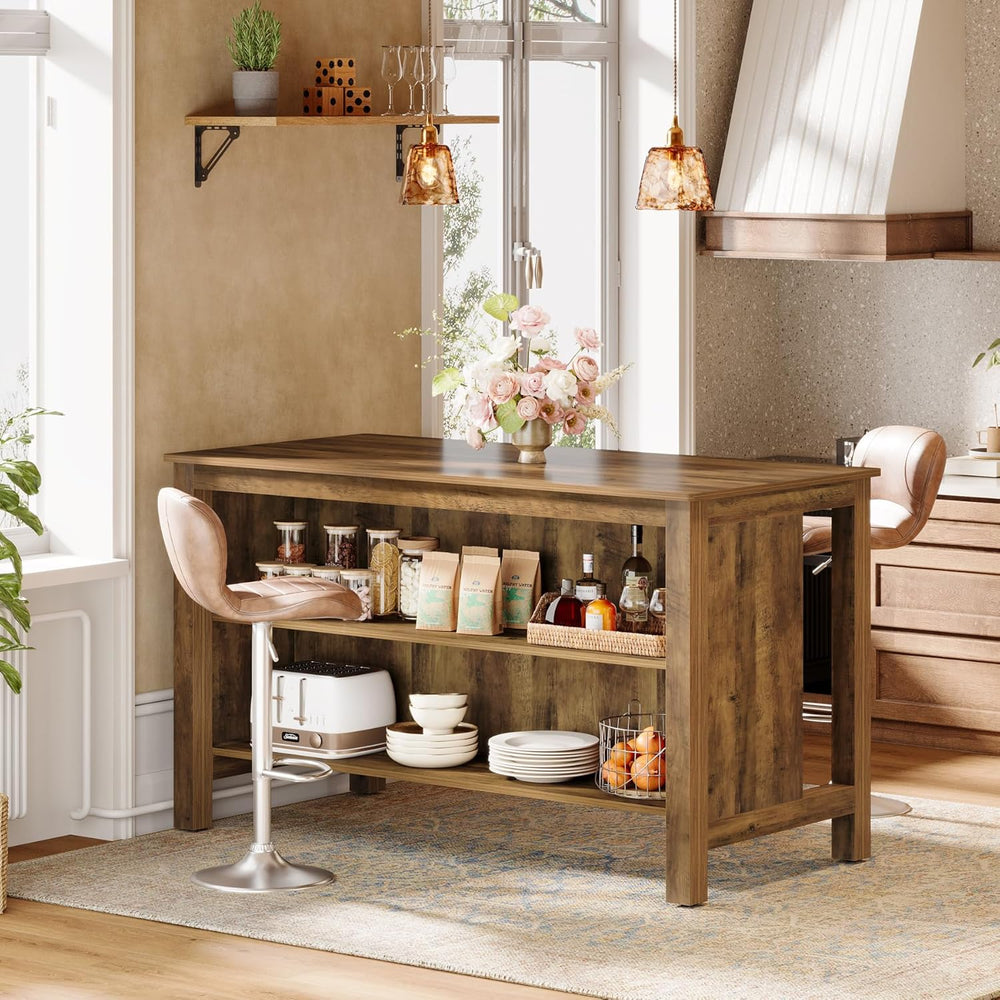Tribesigns Kitchen Island with Seating and Storage, 59-Inch Large Farmhouse S...