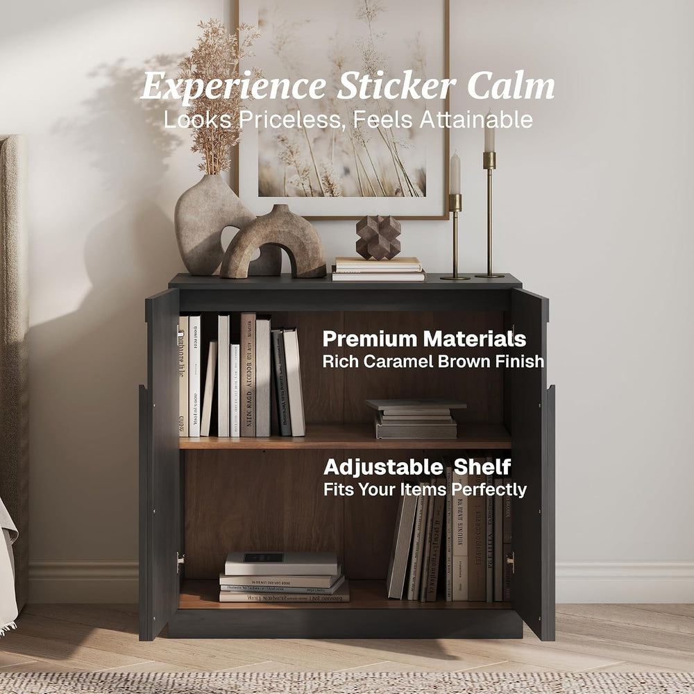 BELLEZE Bijou 31.5" Modern Wood Sideboard Cabinet with Arched Doors - Pr...