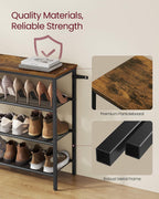 VASAGLE 5-Tier Shoe Rack, Large Shoe Storage Organizer for Closet, Entryway, 18-24 Pairs, with 4 Metal Mesh Shelves, 10.8 x 29.5 x 36.6 Inches, Rustic Brown and Black ULBS115KD01