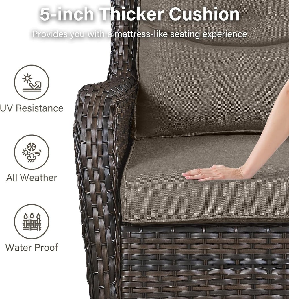 Outdoor Swivel Rocker Patio Chairs with 2 Ottomans - 5" Thick Cushion 4 ...