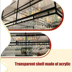 31.4IN Acrylic Ceiling Wine Glass Rack with Transparent Shelves, Hanging Wine Rack with Glass Holder and LED lights, 2 Layer Ceiling Bottle Holder Shelf for Bar Kitchen Decorate (31.4in/80cm)