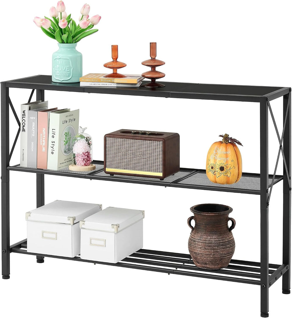 Hoctieon Industrial Console Table, 3 Tier Entryway Table, Hallway Table, Narr...