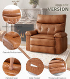 GarveeHome Extra Wide Recliner Chair - PU Leather Oversized Manual Recliner for Adults, Lazy Chair with 1.5X Sponge Comfort Arm and Back for Living Room, Bedroom