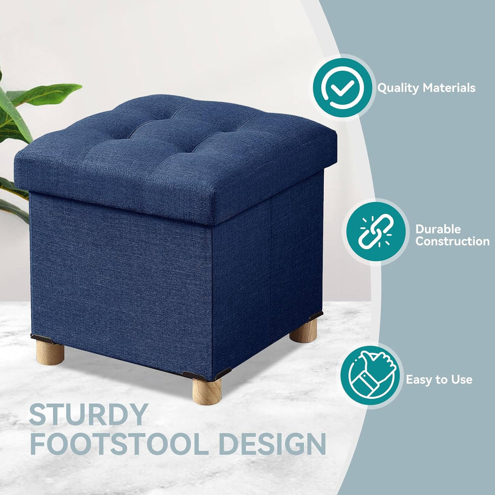 BRIAN & DANY Ottoman with Storage, Small Storage Ottoman for Dorm, Linen ...