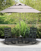 GREENVINES Outdoor Rocking Chairs Set of 2, HDPE Porch Rockers, Black | Big & Tall | Heavy Duty Patio Rocker Chair | All Weather | Low Maintenance | 350LBS Capacity for Balcony Garden Backyard