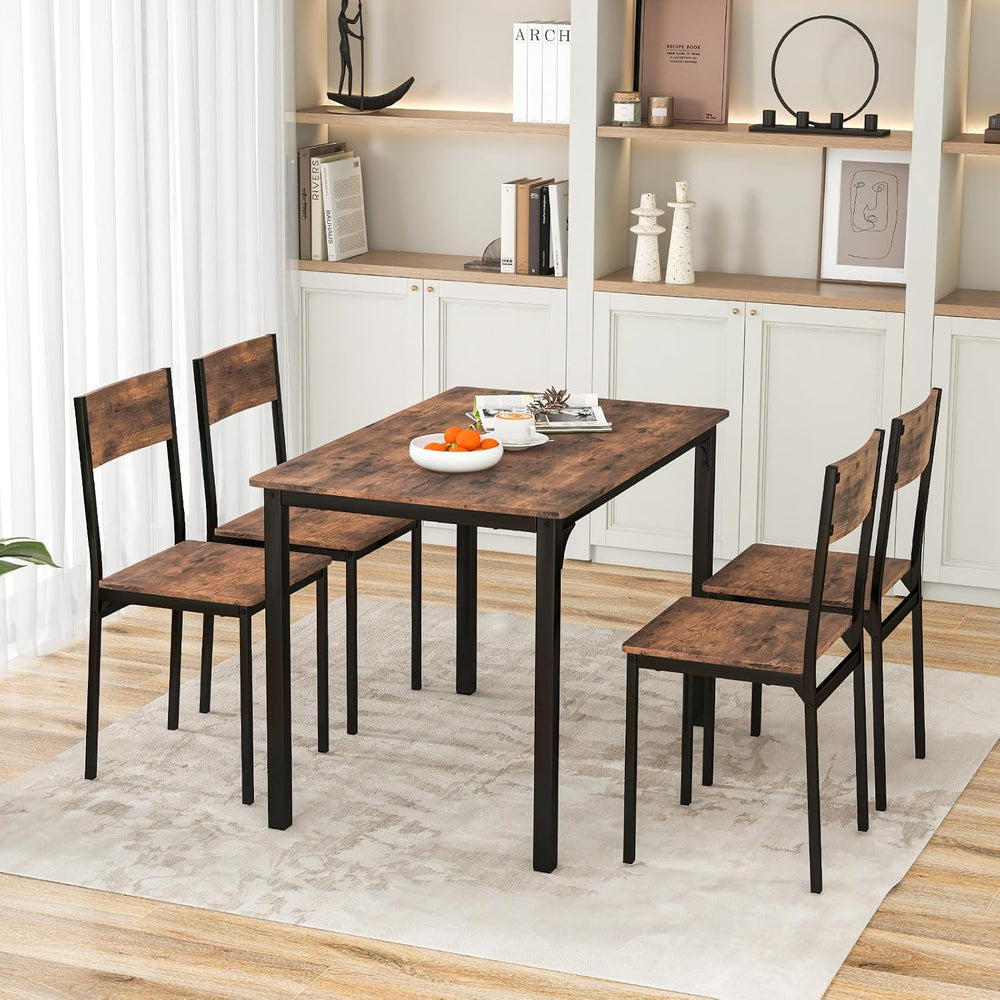 Tangkula 5-Piece Dining Table Set for 4 | Heavy Duty Metal Frame, Space-Savin...
