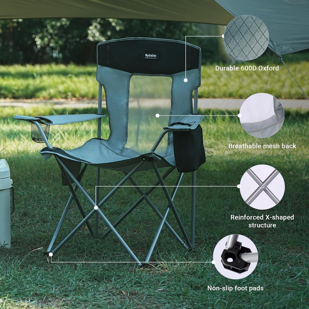 Camping Chairs Portable Folding Lightweight Outdoor Lawn Chair for Adults wit...
