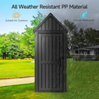ONBRILL Multifunctional Storage Shed, Outdoor Storage Cabinet with Hooks and Lock Ring, Waterproof Outdoor Storage Shed for All Weather, Tool Outdoor Shed for Patio Lawn and Garden