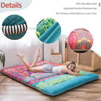 MAXYOYO Japanese Floor Mattress Futon Mattress, 4" Thicken Tatami Mat Sleeping Pad Foldable Roll Up Mat Boys Girls Dormitory Pad Kids Floor Lounger Pillow Bed, Charcoal Grey, Queen Size