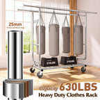 Raybee Clothes Rack Load 630LBS, Heavy Duty Clothes Rack, Rolling Clothing Racks for Hanging Clothes with Wheels, Adjustable & Commercial Garment Rack, 22" D x 75" W x 68" H