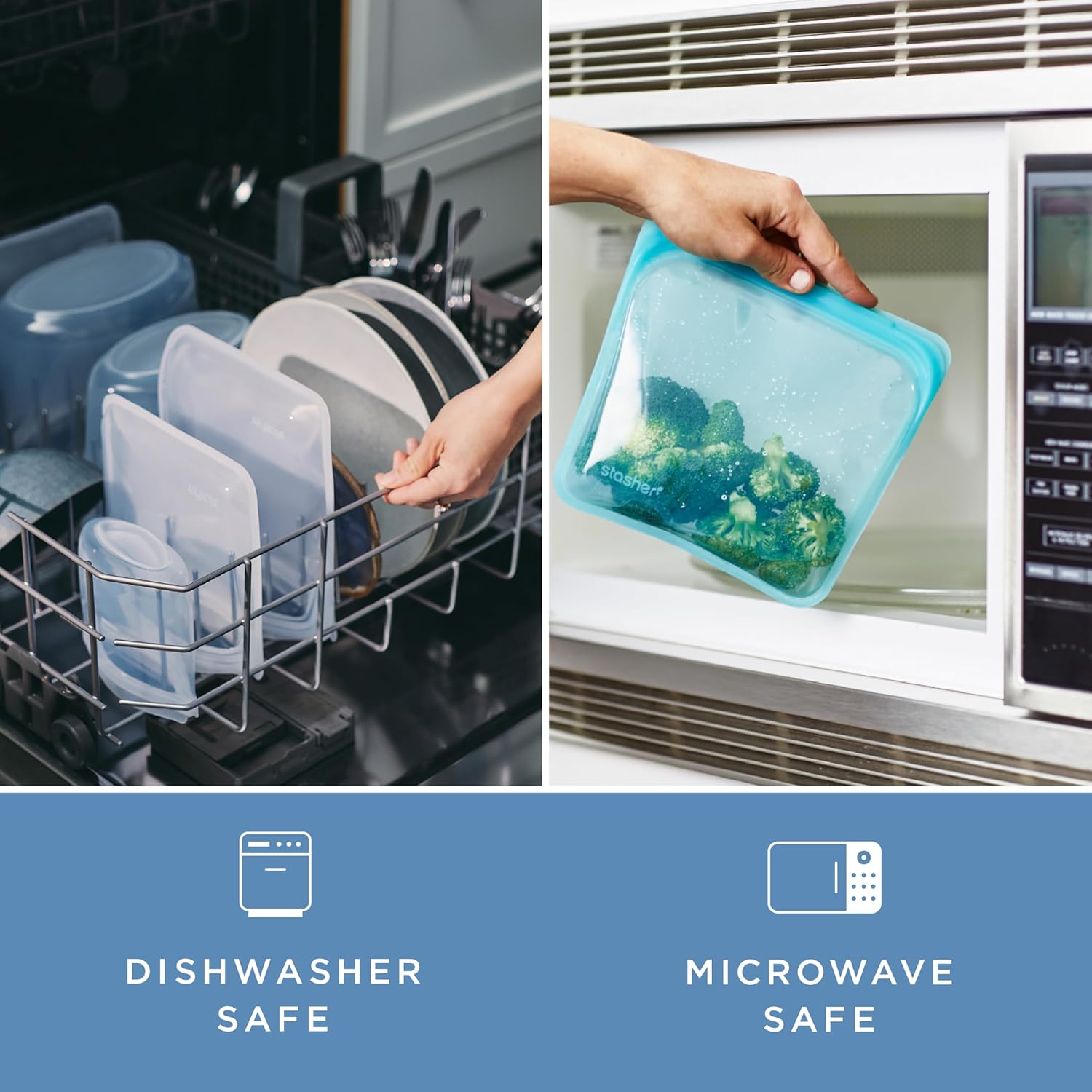 Stasher Premium Silicone Reusable Food Storage Bags, 4-Pack, Endangered Seas, Multi-Use Food Storage Bags, Lunch Bag, Travel Containers, BPA Free, Leak-free, Dishwasher-Safe, Eco-friendly