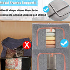 Large Capacity Clothes Storage Bags,Stackable Storage Organizer with Foldable Metal Frame, 2-Way Zipper, Handles, Clear Window for Clothes, Bedding, Seasonal Storage (3Pack, 66L)