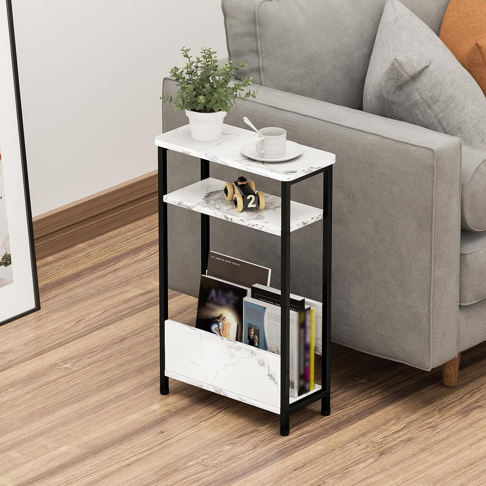 THUMEYE 7.1" Narrow Side Table for Small Spaces, 3 Tier Small End Table ...