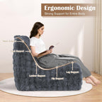 Bean Bag Chair for Adults, Giant Lazy Floor Bubble Sofa with Soft Pillow, Comfy Faux Fur Fireside Beanbags with Handle for Living Room, Bedroom, Apartment, Dark Blue