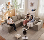 Sectional Cloud Couch for Living Room, Modern Modular Floor Deep-Seat Sofa, Upholstered L Shaped Sofas, Big Comfy Corduroy Couches Set for Living Room Bedroom, No Assembly Required, Camel
