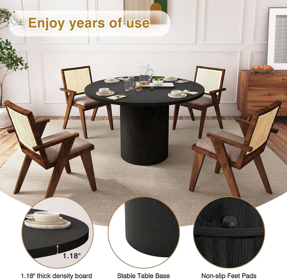weselon Round Dining Table for 4, Modern Farmhouse Kitchen Table, 47 Inch Sma...