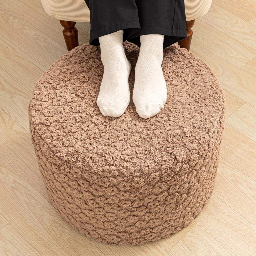 Round Pouf Ottoman Footstool 20x14In Ottoman Footrest for Couch Sofa Coffee | All-in-one Foam Floor Pouf,Ottoman Coffee Table,Footstool Ottoman Boho Poof Home Decor Beanbag Chairs for Living Room Bedroom
