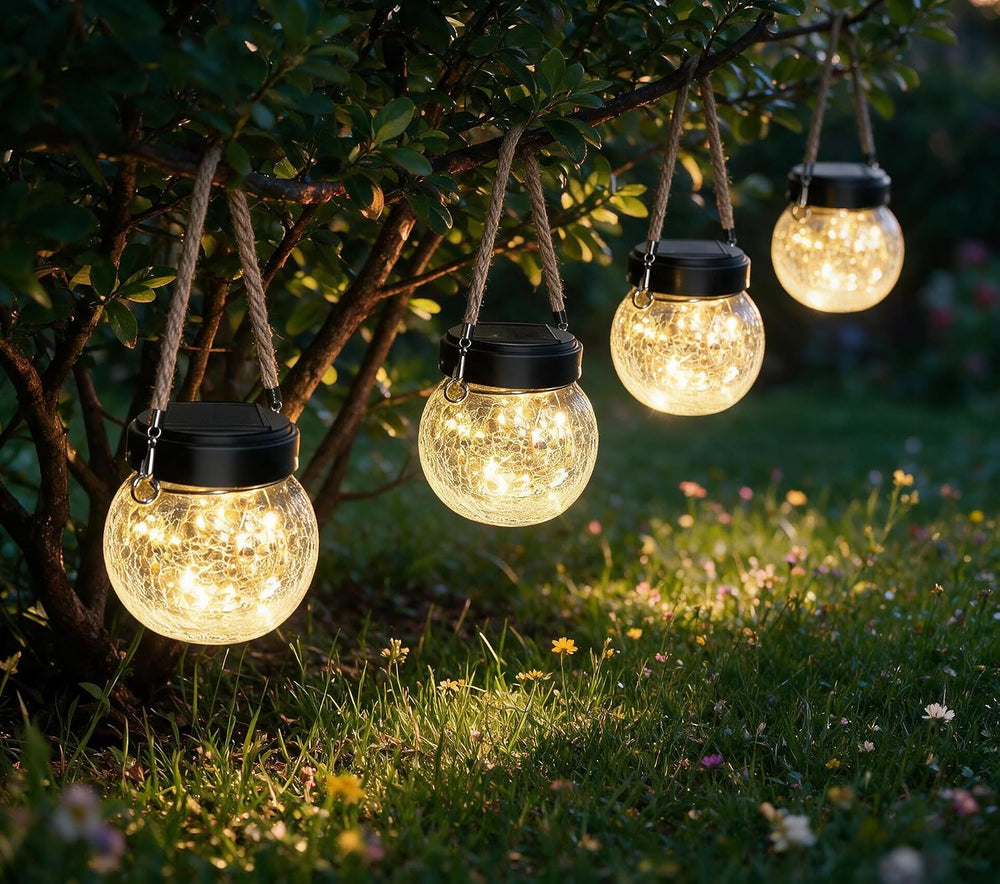 ROSHWEY 4 Pack M Size Solar Lantern Gifts for Women, Hanging Garden Decor Sol...
