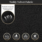 Modern Velvet Dining Chairs Set of 6, Contemporary Upholstered Furniture Collection with Polished Gold Metal Legs, Elegant Accent Chairs for Kitchen Living Room(Teddy Fleece,Black)