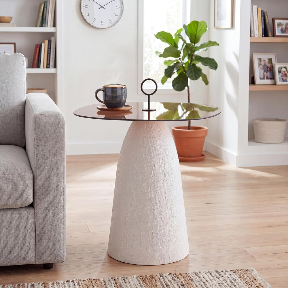 Christopher Knight Home Bruce Modern Coffee Table, Round Side Table with Glas...