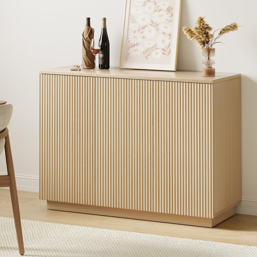Sideboard Buffet Cabinet with Storage - 47" Fluted Coffee Bar Cabinets C...