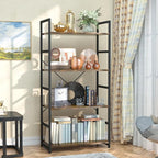 NUMENN 4 Tier Bookshelf, Tall Bookcase Shelf Storage Organizer, Modern Book Shelf for Bedroom, Living Room and Home Office, Vintage
