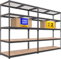 HOMEDANT 5 Tier Storage Shelves Adjustable Laminated Boltless Garage Metal Shelving Unit Heavy Duty Utility Rack Shelf Warehouse Pantry Closet Kitchen (2, (XL Deep) 48.1" W, Black)