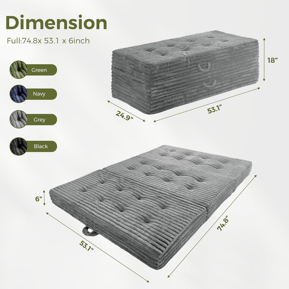 MAXYOYO Folding Sofa Couch Bed, 6 Inch Tri-Fold Floor Sofa Bed, Folding Mattr...