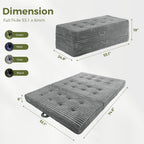 MAXYOYO Folding Sofa Couch Bed, 6 Inch Tri-Fold Floor Sofa Bed, Folding Mattress with Handles, Soft Faux Fur Folding Bed with Supportive Foam Filling, Portable Couch for Living Room, Full, Grey