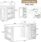 Quarte Kitchen Island with Extendable Table & Power Outlet Black | Kitchen island with extendable table,power outlet,2 drawers,storage cabinet,hooks,rolling wheels,bar table White Marble